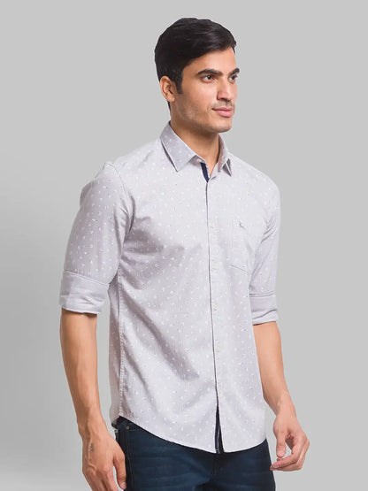 Parx Men Green Printed Slim Fit Cotton Casual Shirt
