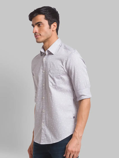 Parx Men Green Printed Slim Fit Cotton Casual Shirt