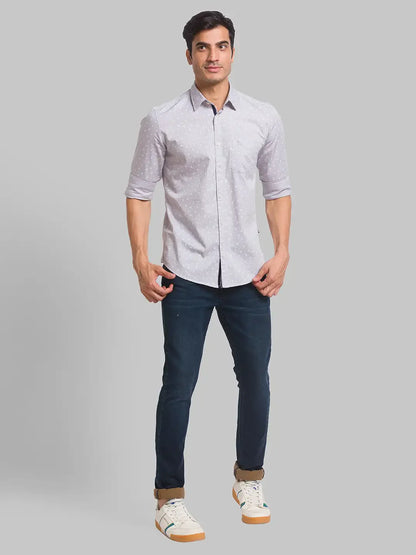 Parx Men Green Printed Slim Fit Cotton Casual Shirt