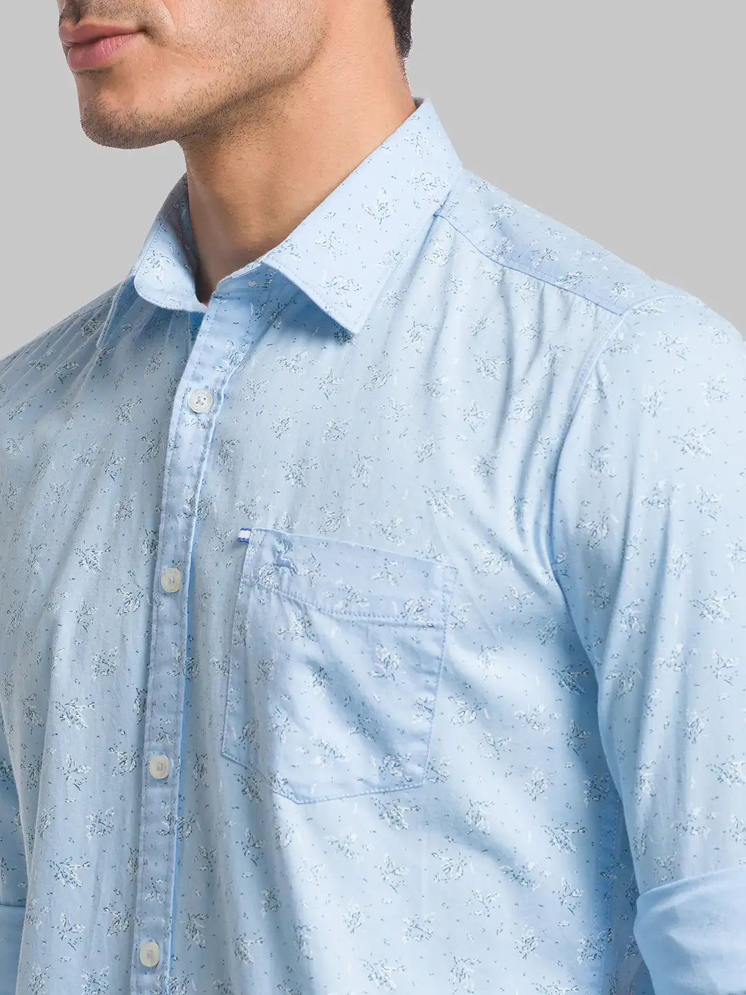Men Blue Slim Fit Print Cotton Full Sleeve Shirts