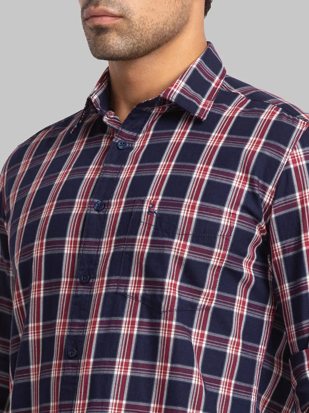 Men Blue Slim Fit Checks Cotton Full Sleeve Shirts