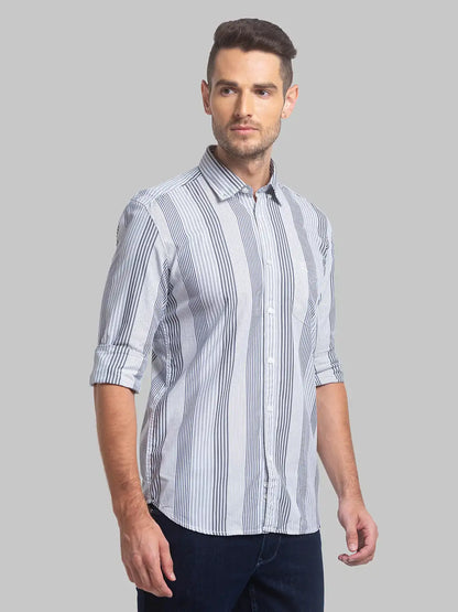 Men Blue Slim Fit Checks Cotton Full Sleeve Shirts