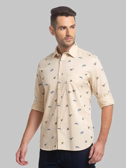 Men Fawn Slim Fit Print Cotton Full Sleeve Shirts