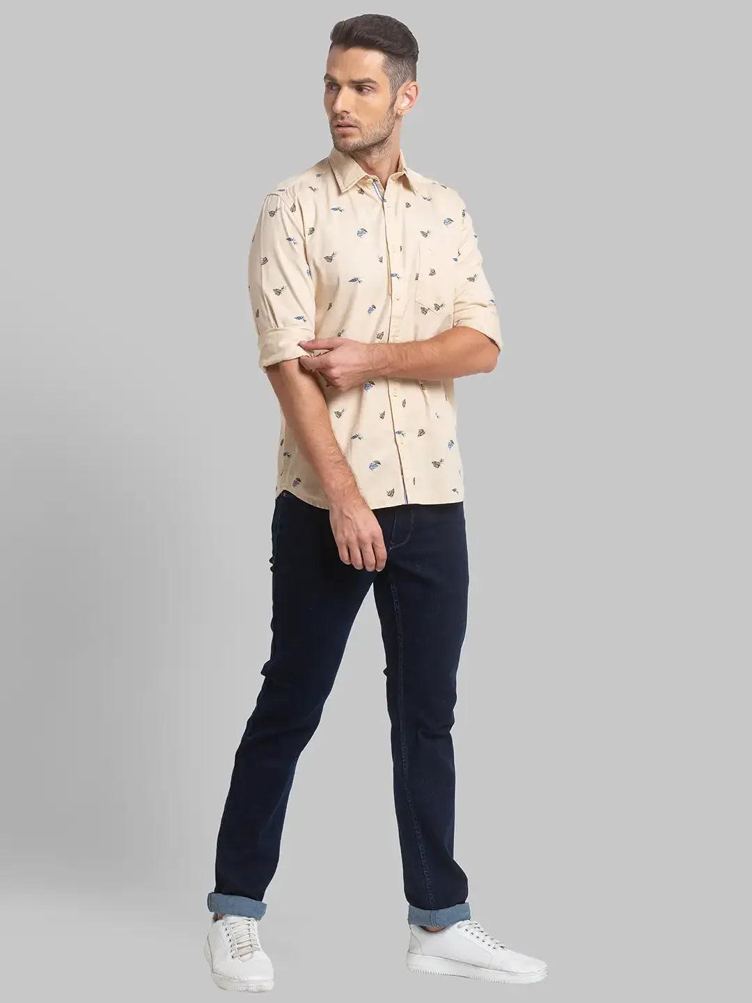 Men Fawn Slim Fit Print Cotton Full Sleeve Shirts