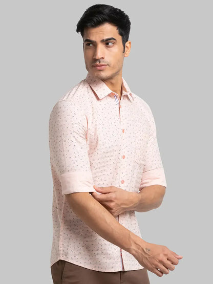 Parx Men Pink Printed Slim Fit Cotton Casual Shirt