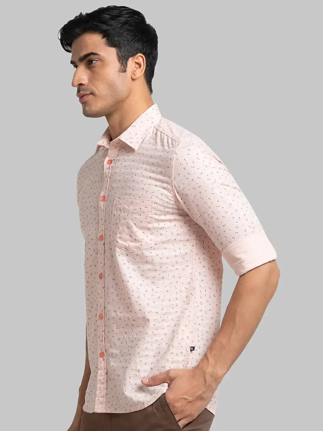 Parx Men Pink Printed Slim Fit Cotton Casual Shirt