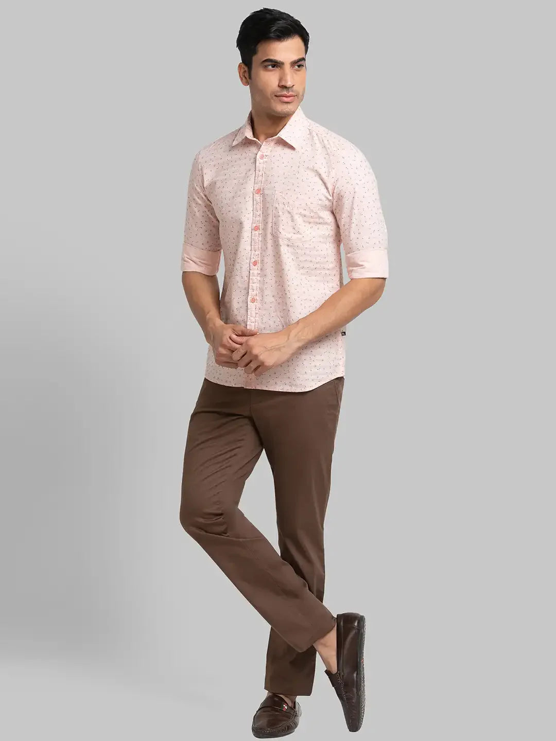 Parx Men Pink Printed Slim Fit Cotton Casual Shirt