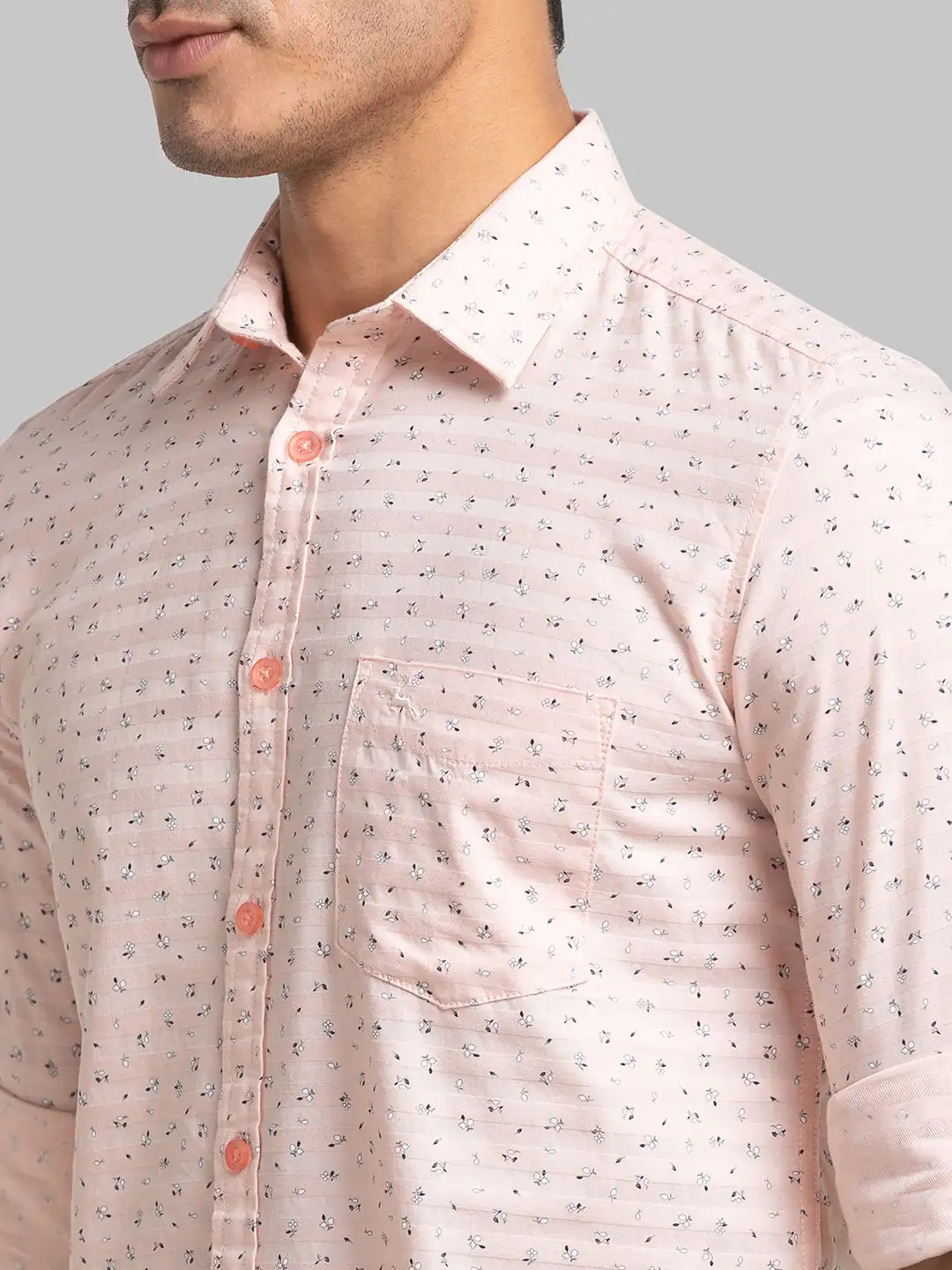 Parx Men Pink Printed Slim Fit Cotton Casual Shirt