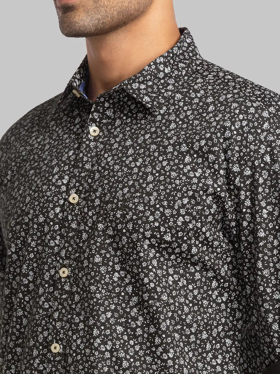 Men Green Slim Fit Print Cotton Full Sleeve Shirts