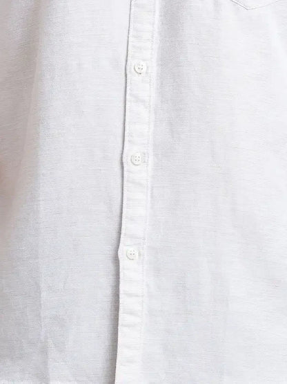 Parx Men Brown Solid Slim Fit Linen Blend Casual Shirt