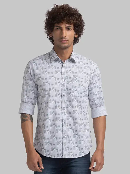 Parx Men Green Printed Slim Fit Cotton Casual Shirt