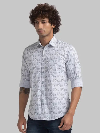 Parx Men Green Printed Slim Fit Cotton Casual Shirt