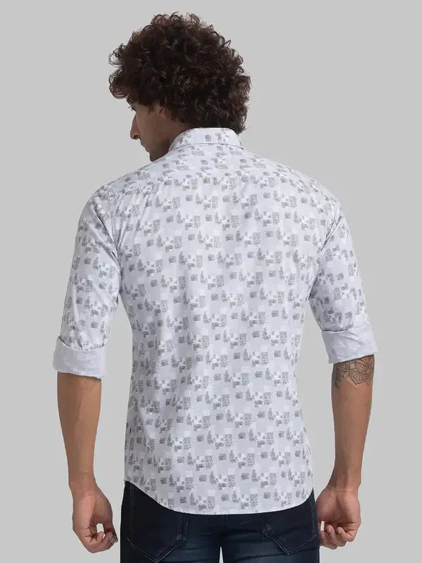 Parx Men Green Printed Slim Fit Cotton Casual Shirt