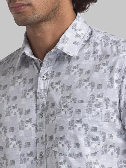 Parx Men Green Printed Slim Fit Cotton Casual Shirt