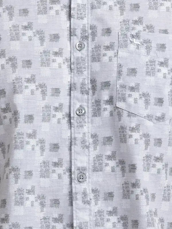 Parx Men Green Printed Slim Fit Cotton Casual Shirt