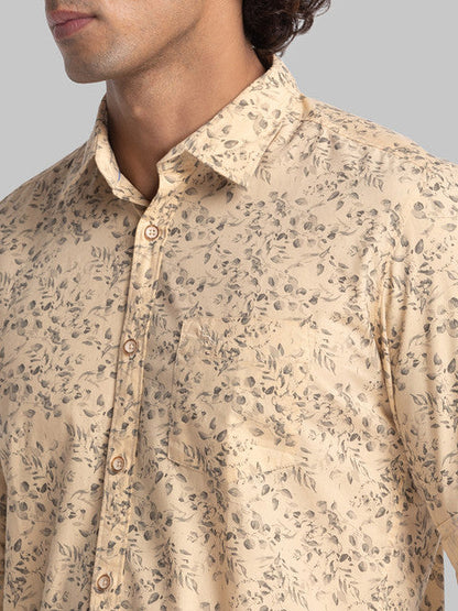 Parx Men Orange Slim Fit Stripe Full Sleeve Cutaway Collar Shirt