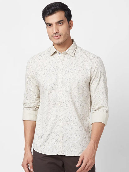 Parx Men Brown Printed Slim Fit Cotton Casual Shirt