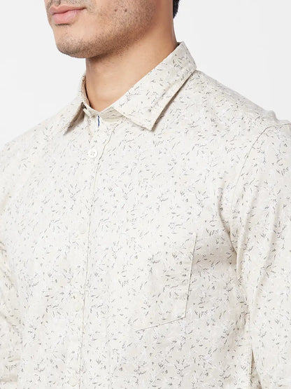 Parx Men Brown Printed Slim Fit Cotton Casual Shirt