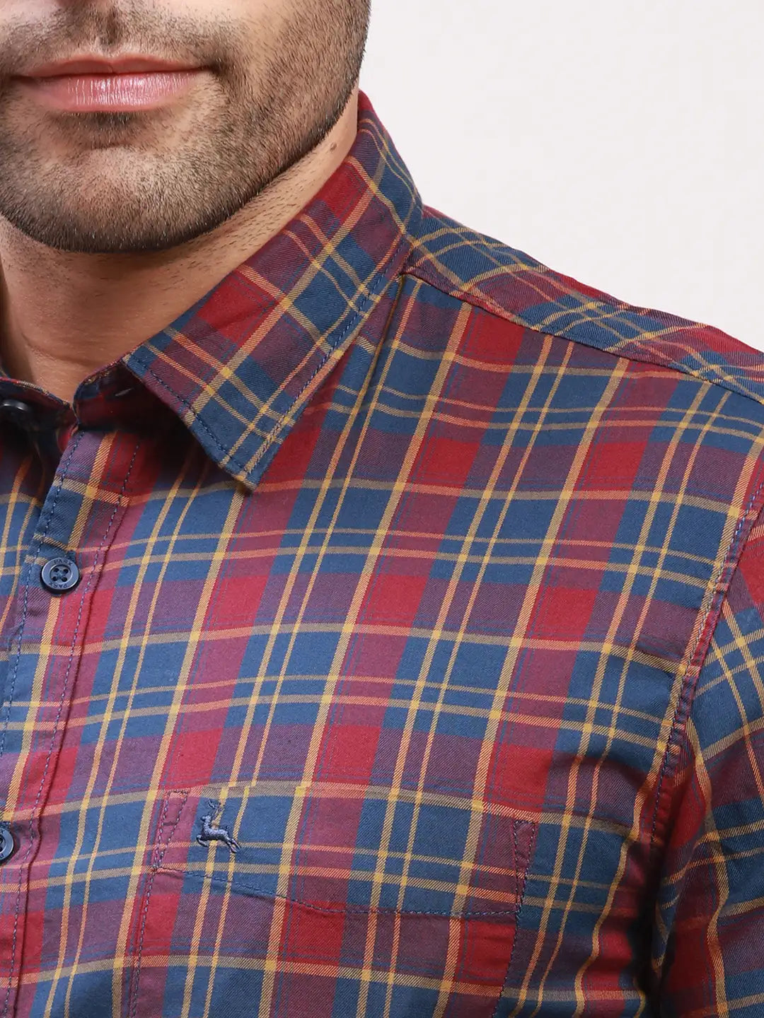 Parx Men Red Checks Slim Fit Cotton Full Sleeve Shirts