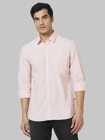 Parx Men Pink Solid Slim Fit Cotton Casual Shirt