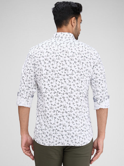 Parx Men White Printed Slim Fit Cotton Shirt