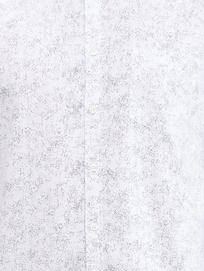Parx White Printed Slim Fit Cotton Blend Casual Shirt
