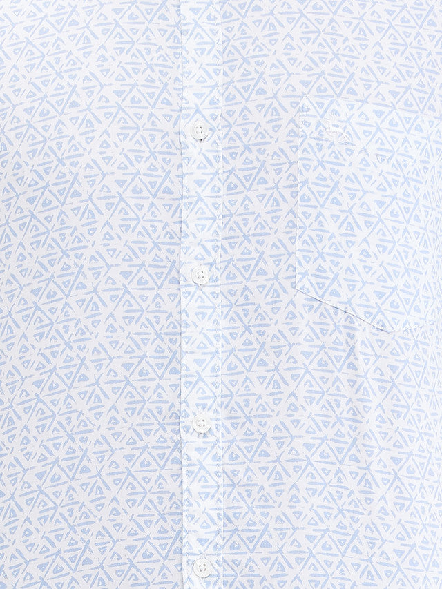 Parx White Printed Slim Fit Cotton Casual Shirt