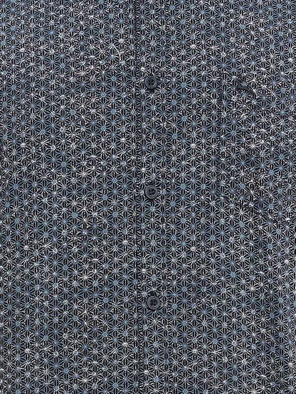 Parx Black Printed Slim Fit Cotton Casual Shirt