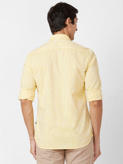 Parx Men Yellow Solid Slim Fit Cotton Casual Shirts