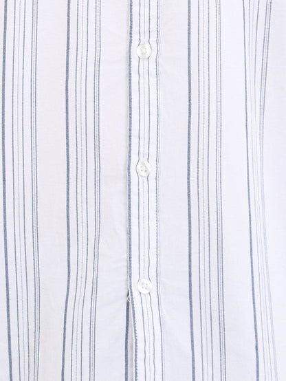 Parx White Stripe Slim Fit Cotton Casual Shirt