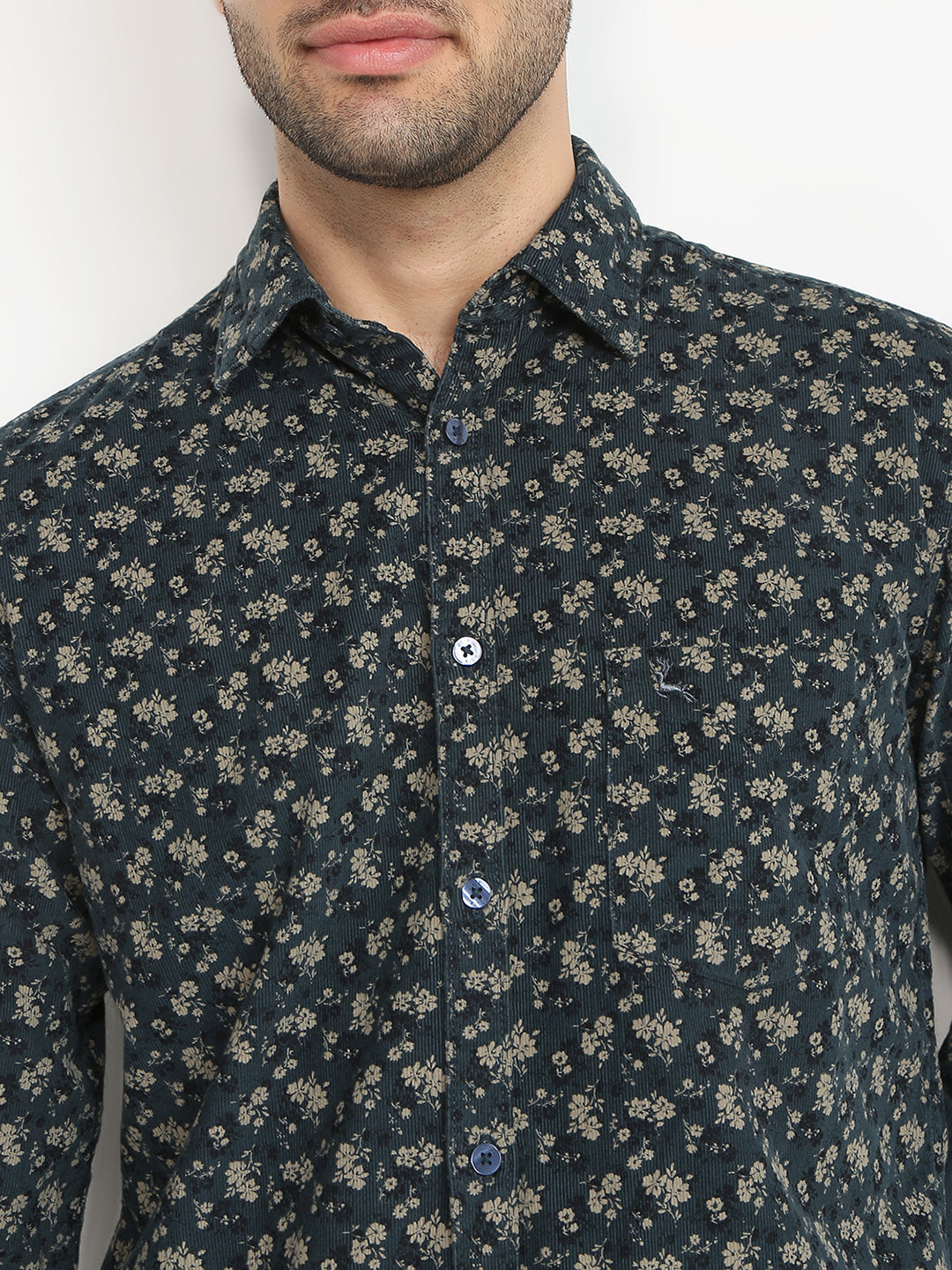 Parx Men Green Printed Slim Fit Cotton Casual Shirt