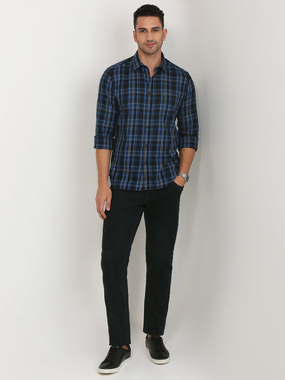 Parx Men Green Checks Slim Fit Cotton Casual Shirt