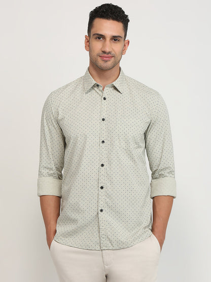 Parx Men Brown Printed Slim Fit Cotton Casual Shirt