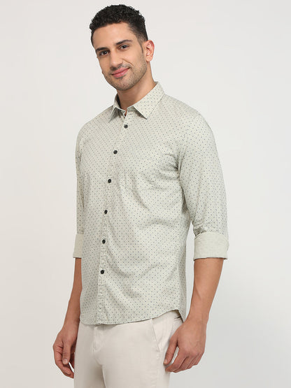 Parx Men Brown Printed Slim Fit Cotton Casual Shirt