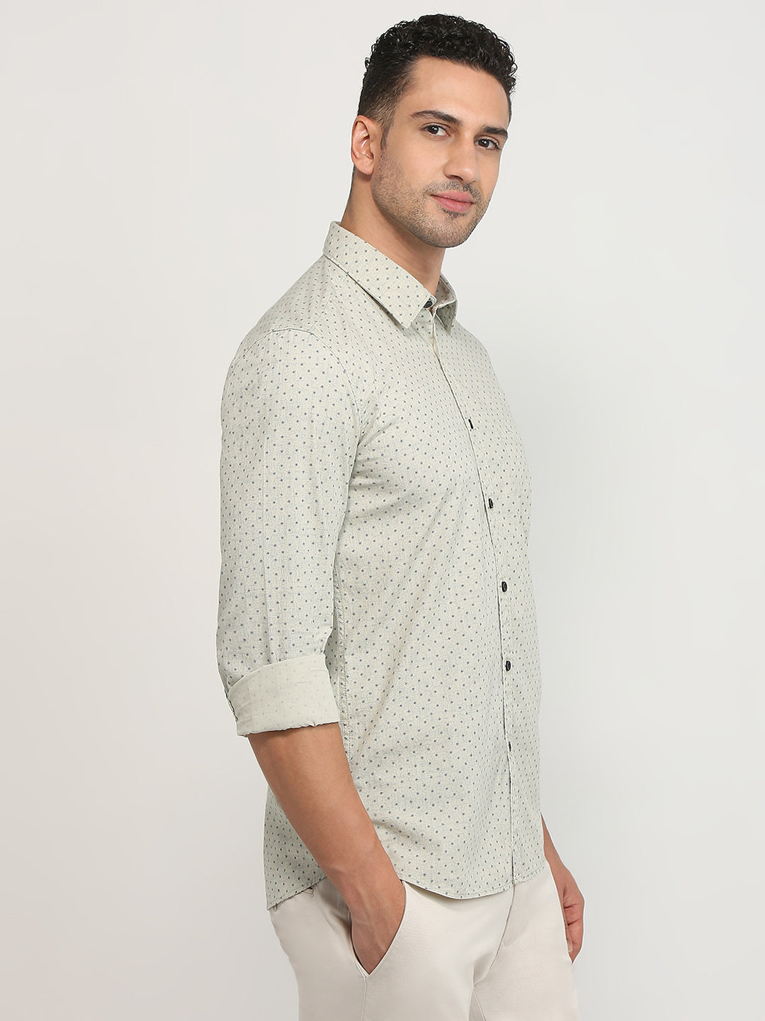 Parx Men Brown Printed Slim Fit Cotton Casual Shirt