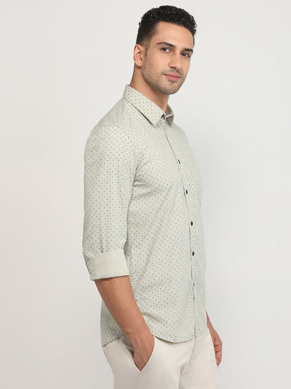 Parx Men Brown Printed Slim Fit Cotton Casual Shirt