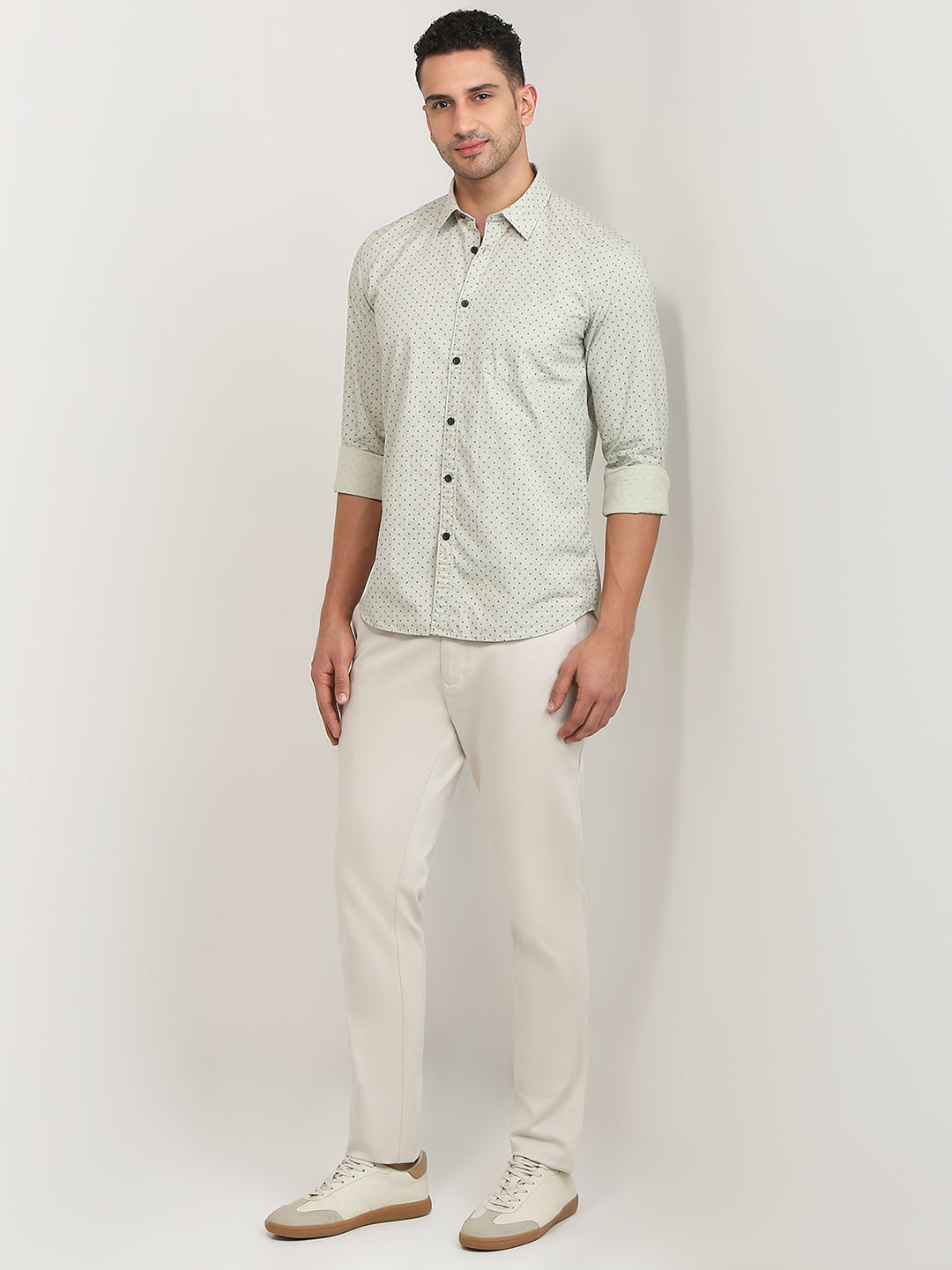 Parx Men Brown Printed Slim Fit Cotton Casual Shirt