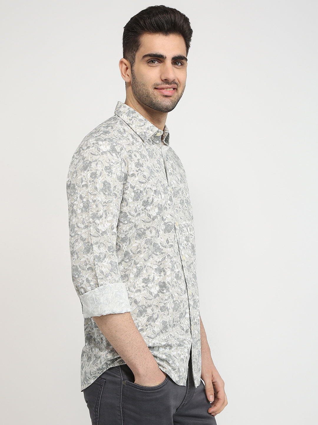 Parx Men Brown Printed Slim Fit Cotton Casual Shirt