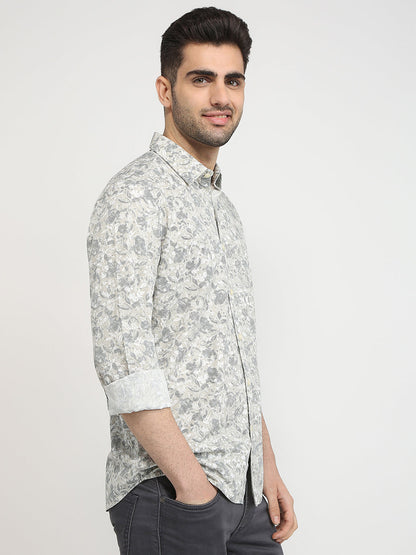 Parx Men Brown Printed Slim Fit Cotton Casual Shirt