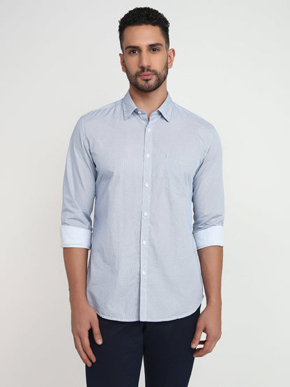 Parx Men White Printed Slim Fit Cotton Casual Shirt