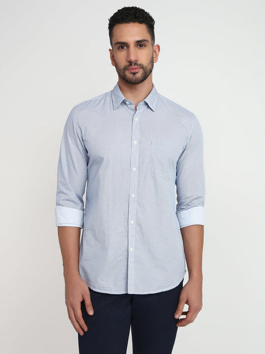 Parx Men White Printed Slim Fit Cotton Casual Shirt