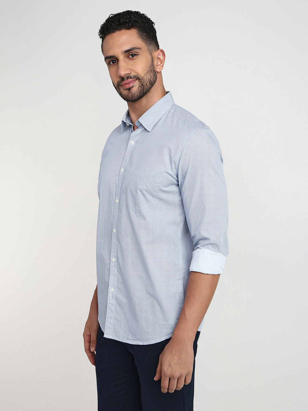 Parx Men White Printed Slim Fit Cotton Casual Shirt