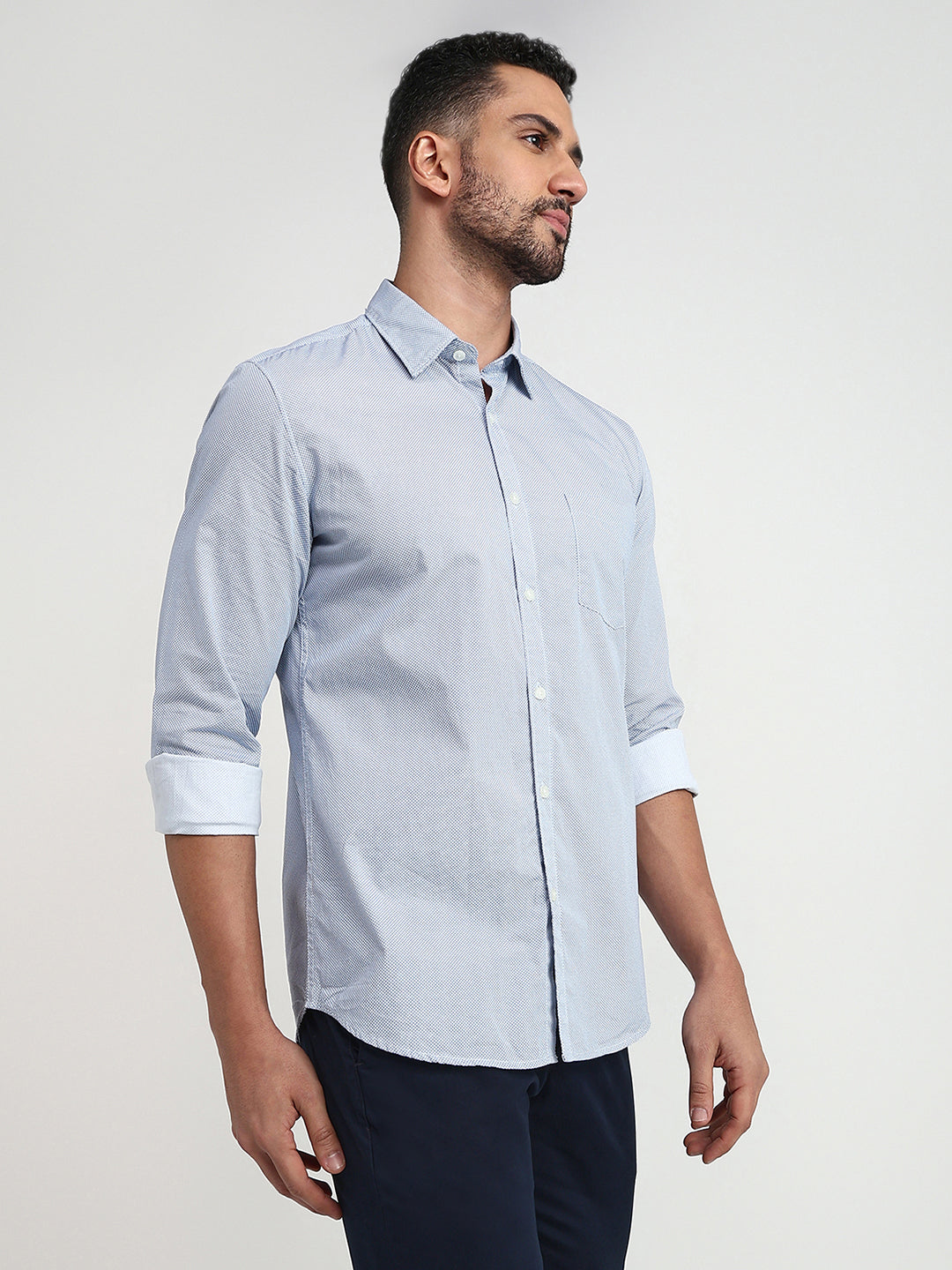 Parx Men White Printed Slim Fit Cotton Casual Shirt