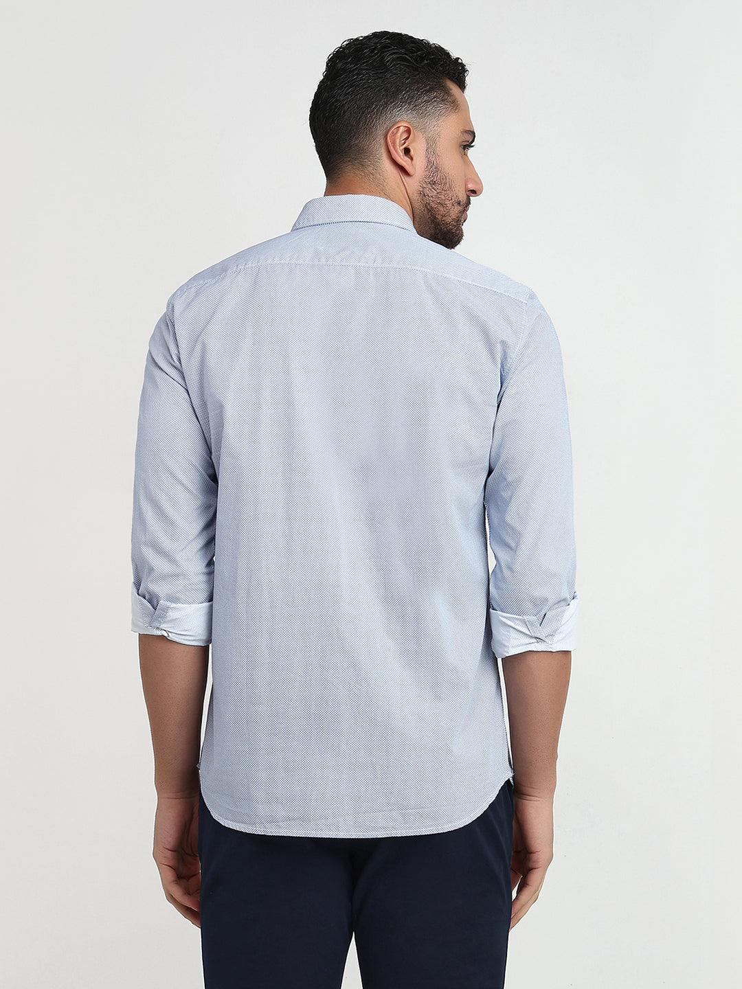 Parx Men White Printed Slim Fit Cotton Casual Shirt