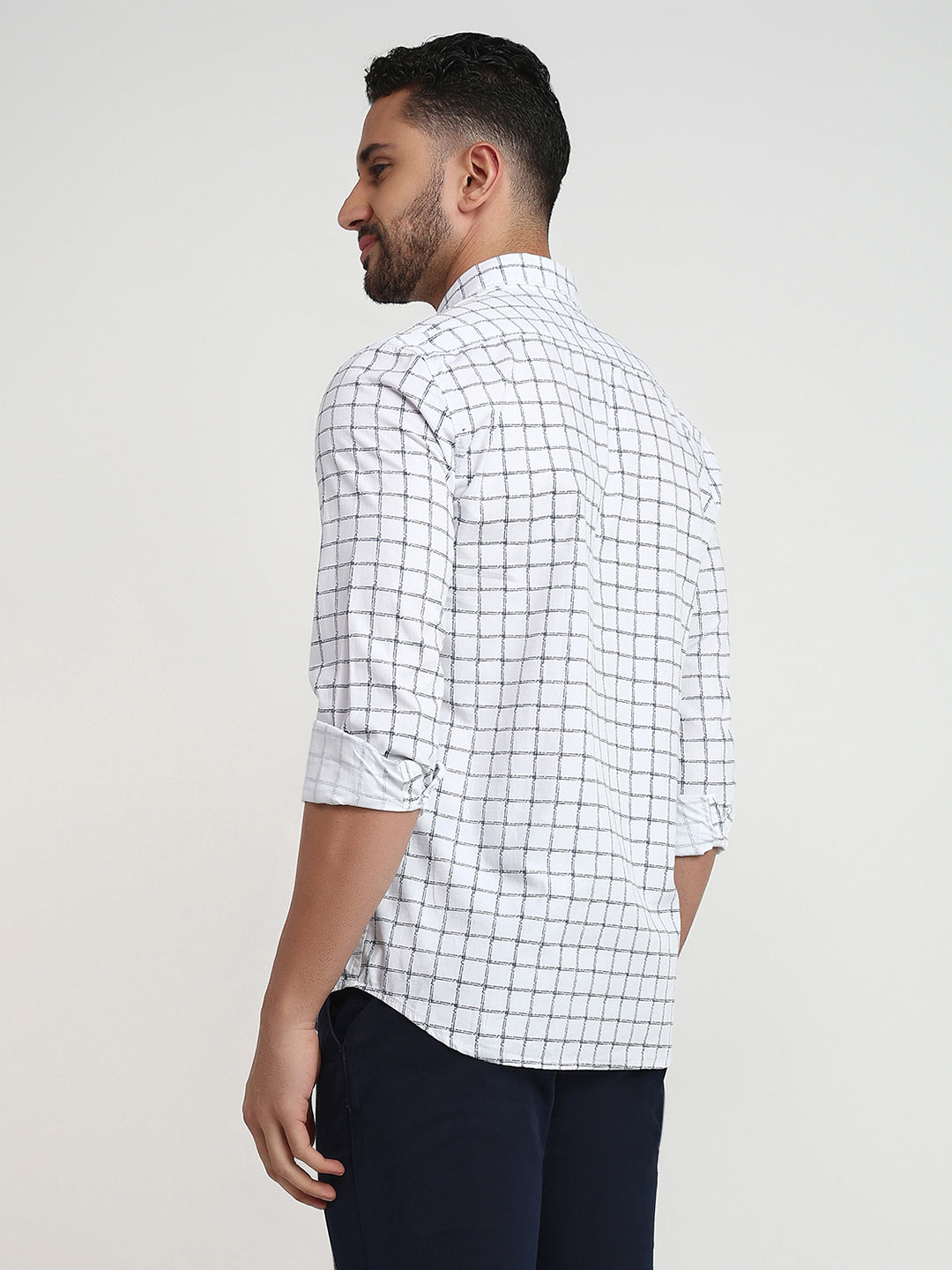 Parx Men White Printed Slim Fit Cotton Casual Shirt