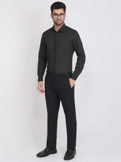 Parx Men Black Printed Slim Fit Cotton Casual Shirt