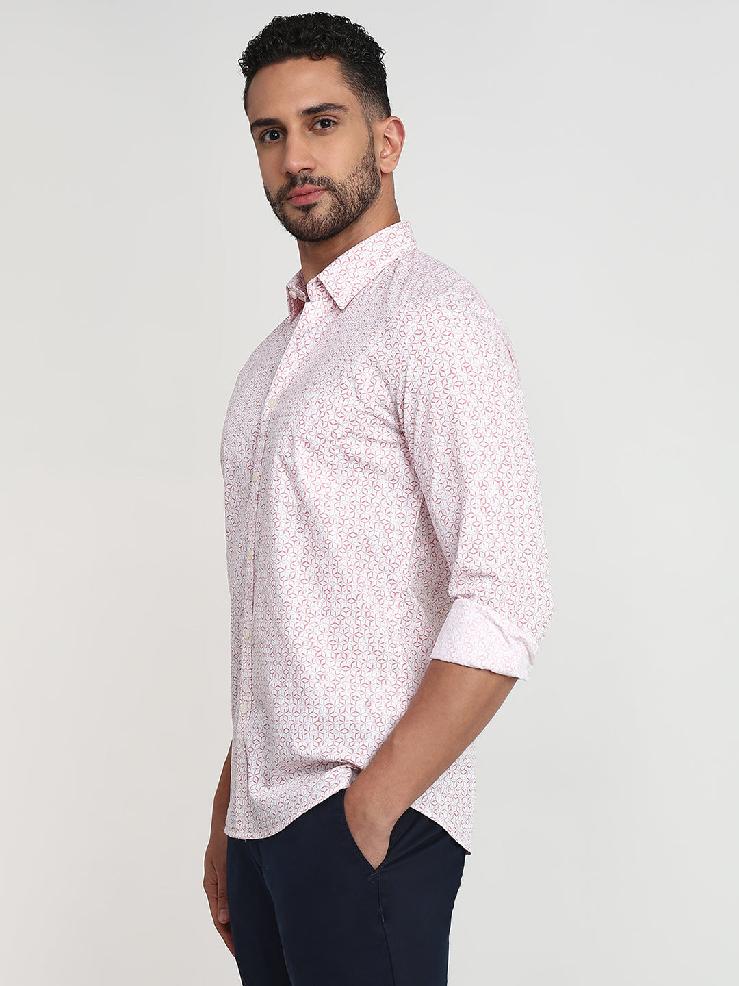 Parx Men Red Printed Slim Fit Cotton Casual Shirt