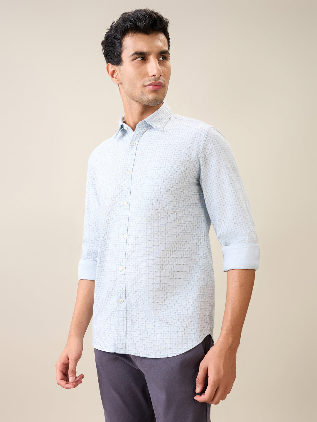 Parx Men Green Printed Slim Fit Cotton Casual Shirt