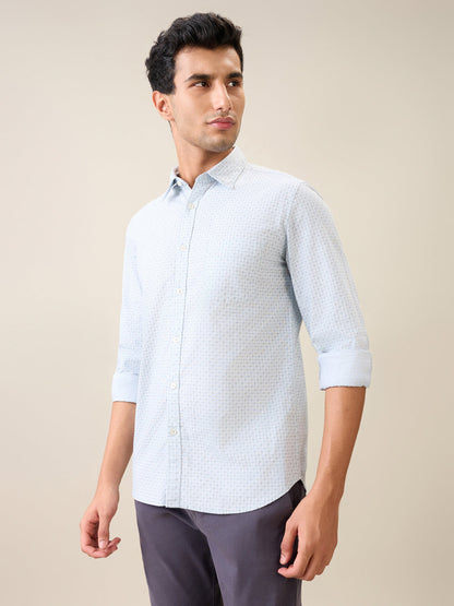 Parx Men Green Printed Slim Fit Cotton Casual Shirt