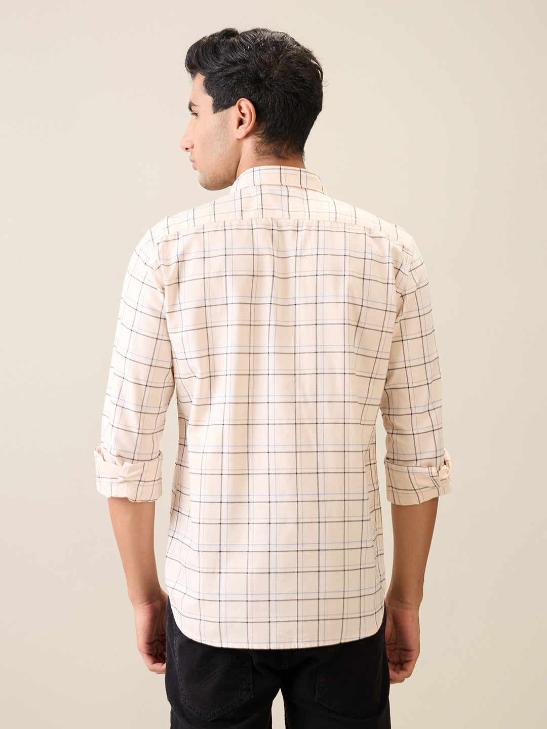 Parx Men Brown Checks Slim Fit Cotton Casual Shirt